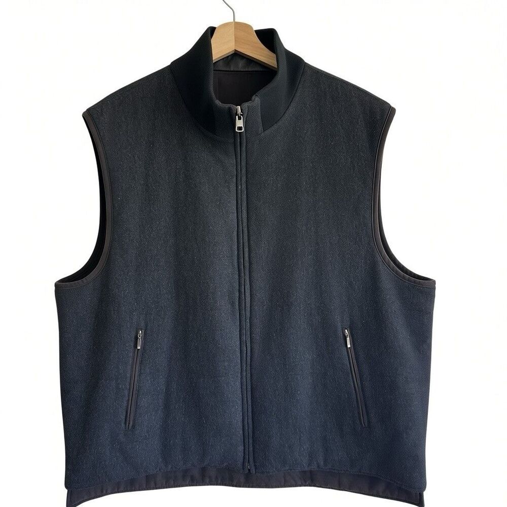 Daniel Cremieux Reversible Vest XL  Men’s Brown Grey Wool Cashmere Blend Zip Up